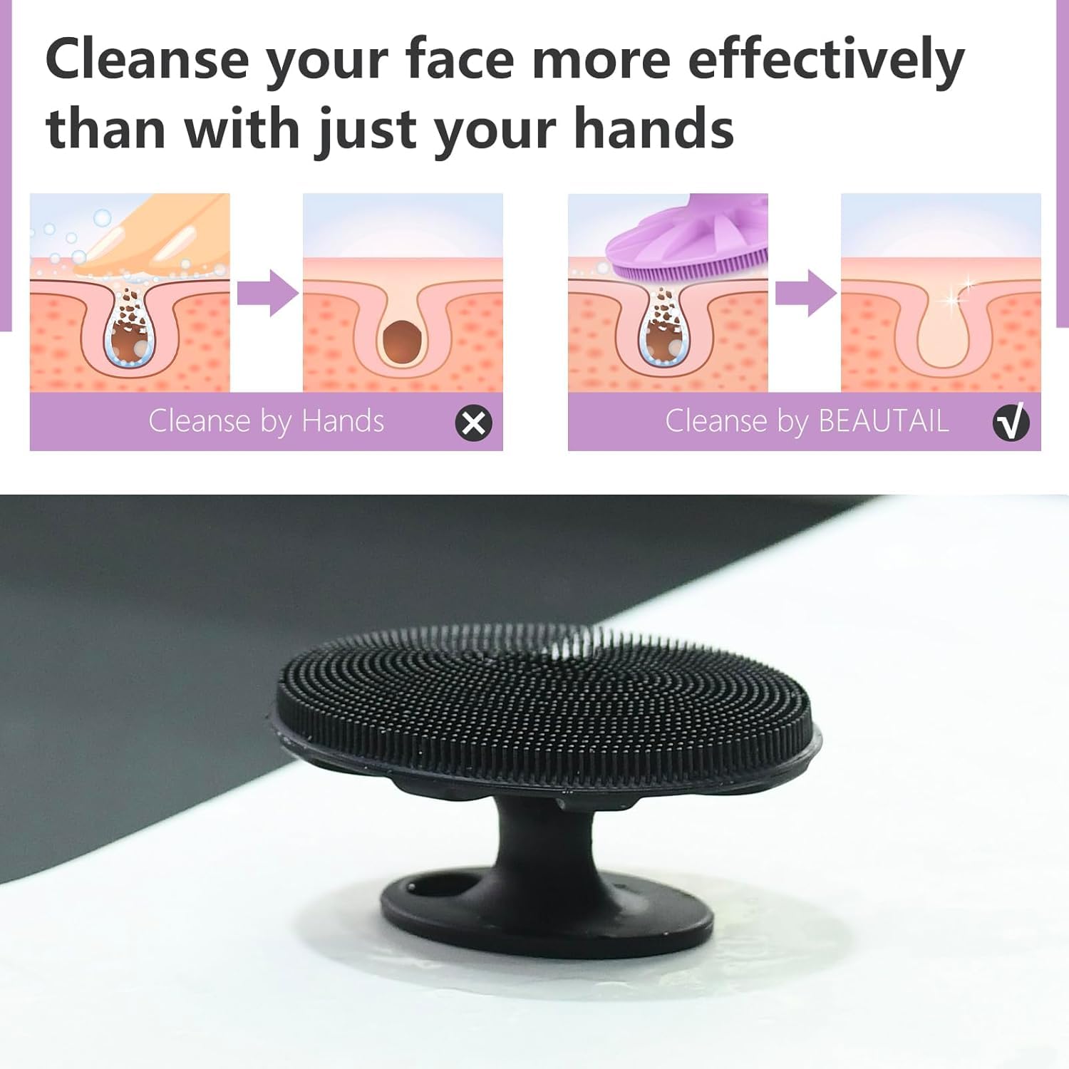 2-Piece Silicone Facial Brush Set, Gentle Exfoliating Facial Brush, Suitable for Both Men and Women, Soft Bristles - Image 4