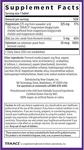 Miniatura 6 de New Chapter Suplemento de magnesio-selenio y zinc, 325 mg de magnesio en una tableta diaria para cuerpos activos, rebota después del ejercicio con