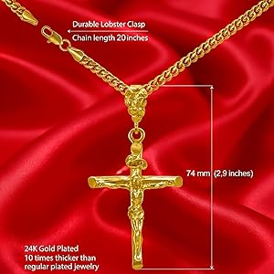 LIFETIME JEWELRY Crucifix Cross Necklaces for Women & Men 24k Real