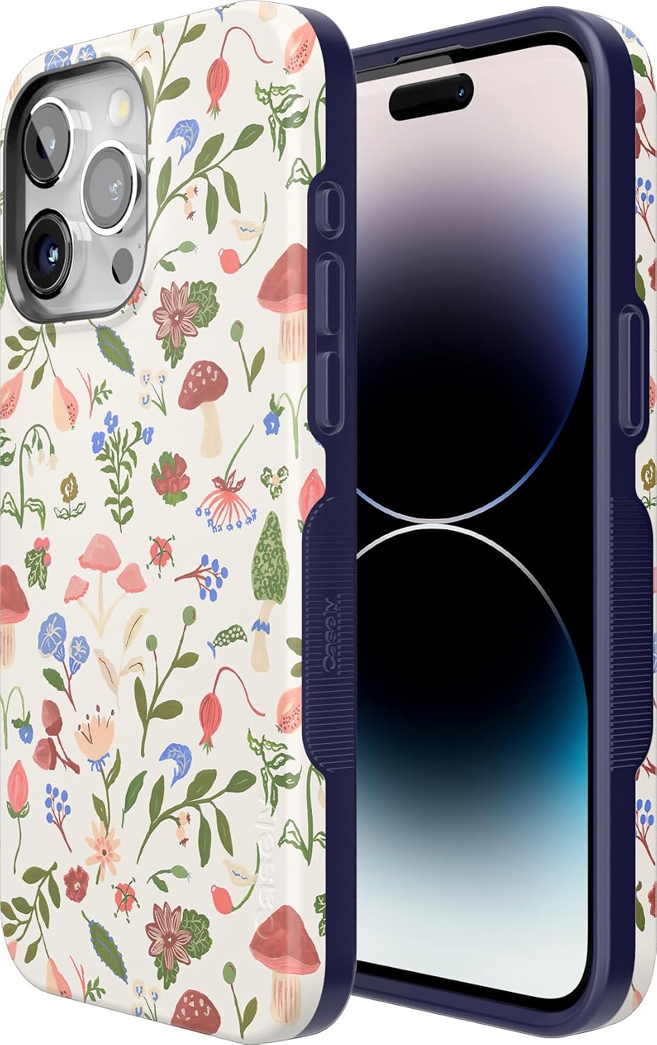 Casely iPhone 15 Pro Case | Garden Party | Mushroom Floral | Bold Protective Design | Compatible with MagSafe