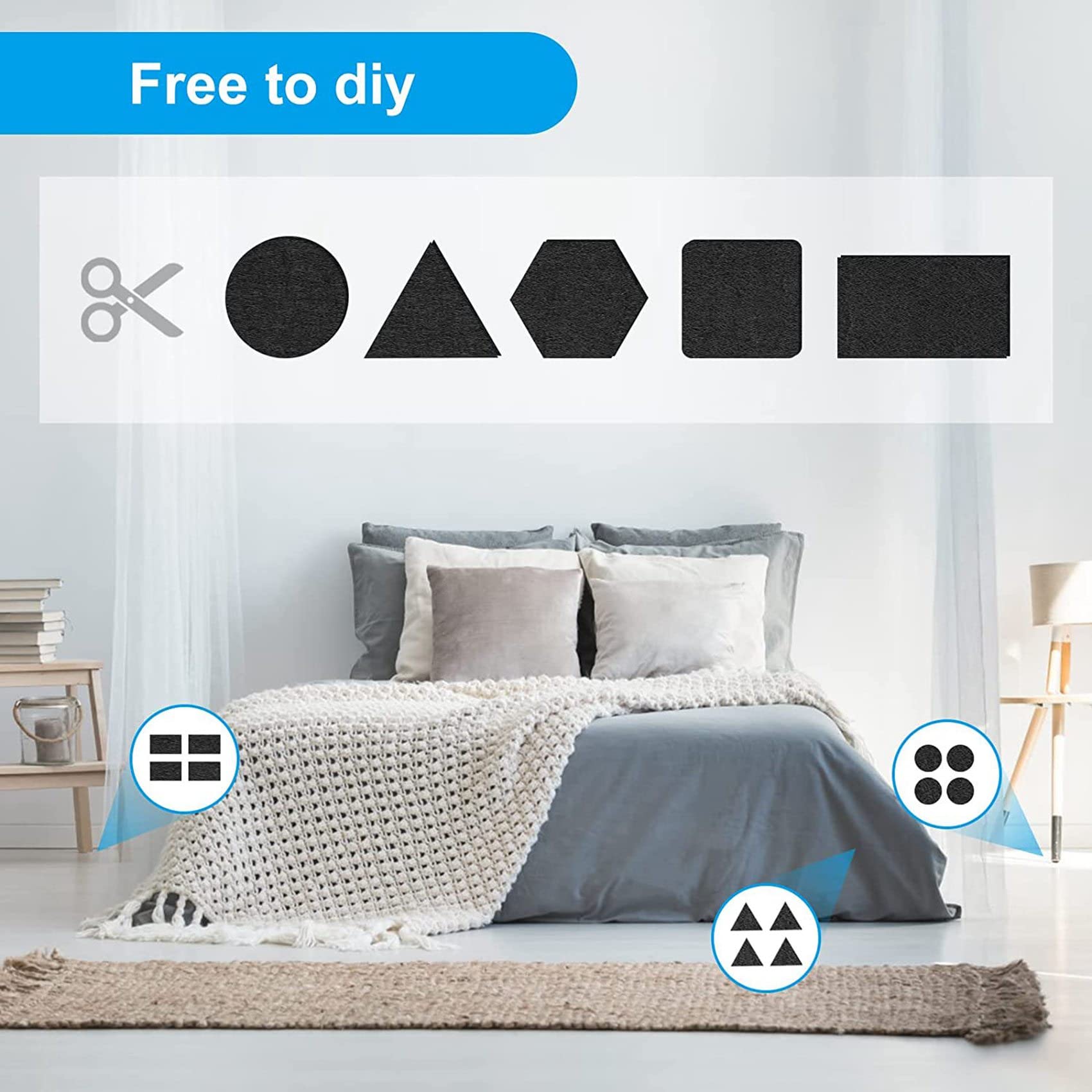 4X Deslizadores de Fieltro Autoadhesivos, 40 x 150 cm, Almohadillas de Fieltro Autoadhesivas, Deslizadores de Muebles, Cinta Adhesiva Multiusos Negro