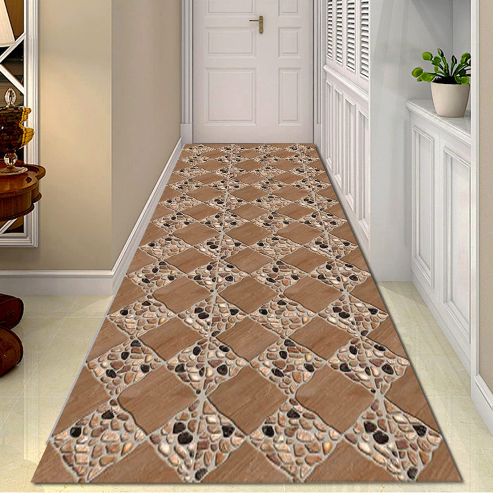 Tapis de couloir lavable idéal pour une cuisine propre et un salon chaleureux