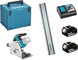 Makita DSP 600 Scie plongeante 2 batteries 5 Ah et chargeur en Makpac + rail de guidage - 1