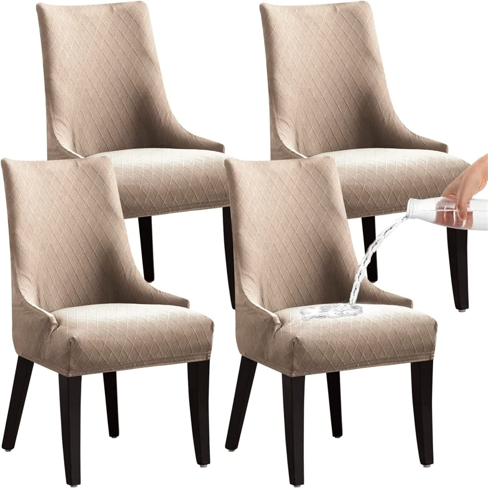 Housse de chaise extensible lavable contre les taches de salle à manger kaki