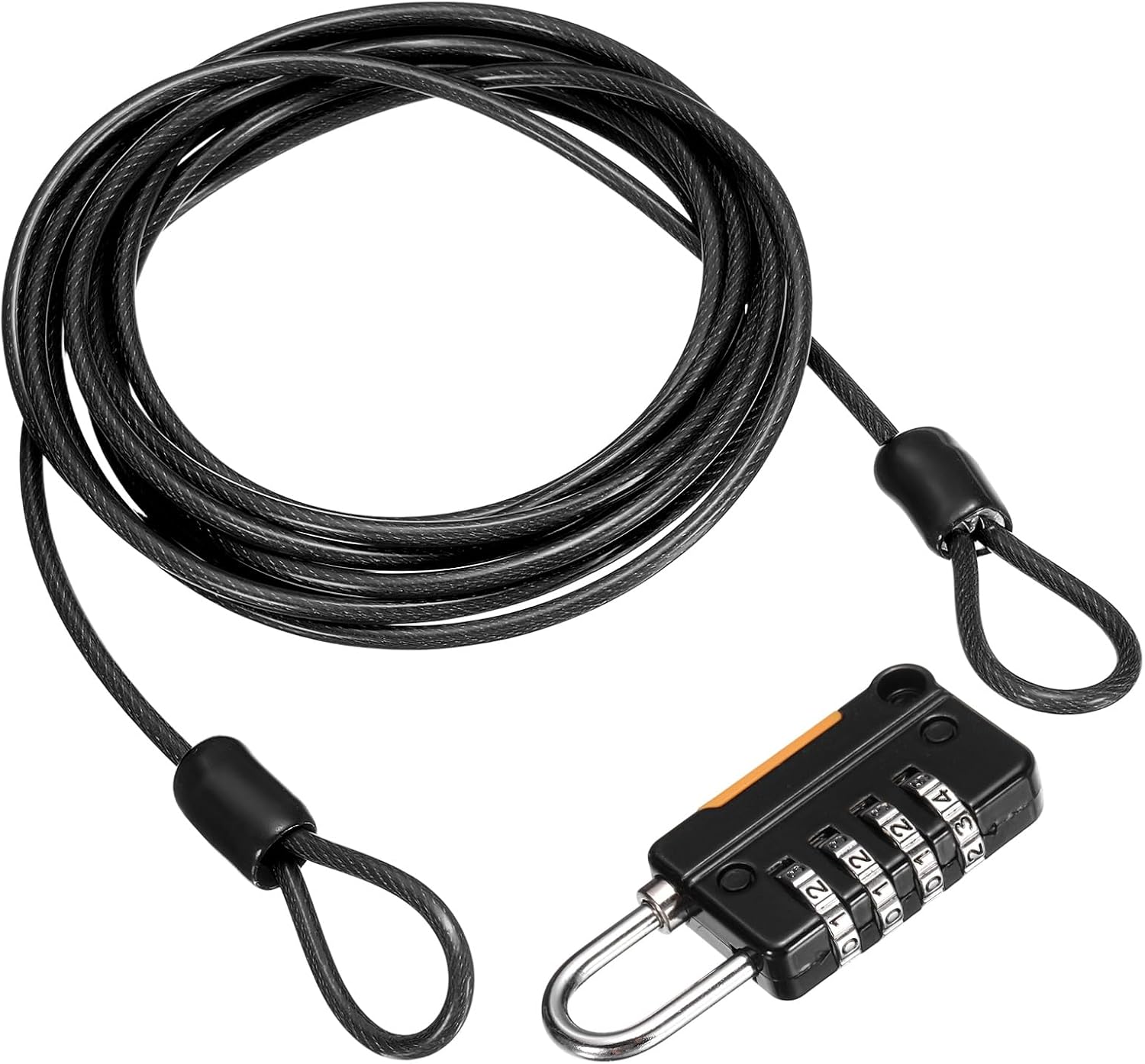 MECCANIXITY Security Steel Cable Digit Combination Lock, 6.6Ft Coated Black Wire Lock