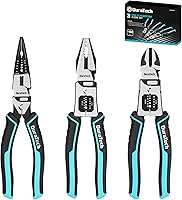 Vista 1 de DURATECH 3PCS Pliers Set, Large 6 in 1 Multifunctional Wire Stripper Crimper Cutter, 8.5" Long Nose Pliers, 8.5" Linesman Pliers, 8" Diagonal Side