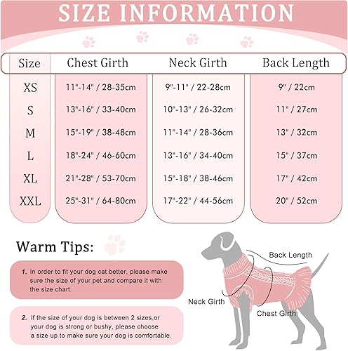 Miniatura 3 de ALAGIRLS Suéteres para perros grandes, niños y niñas, suéter de cuello alto clásico de punto trenzado, vestido de invierno para mascotas, ropa de