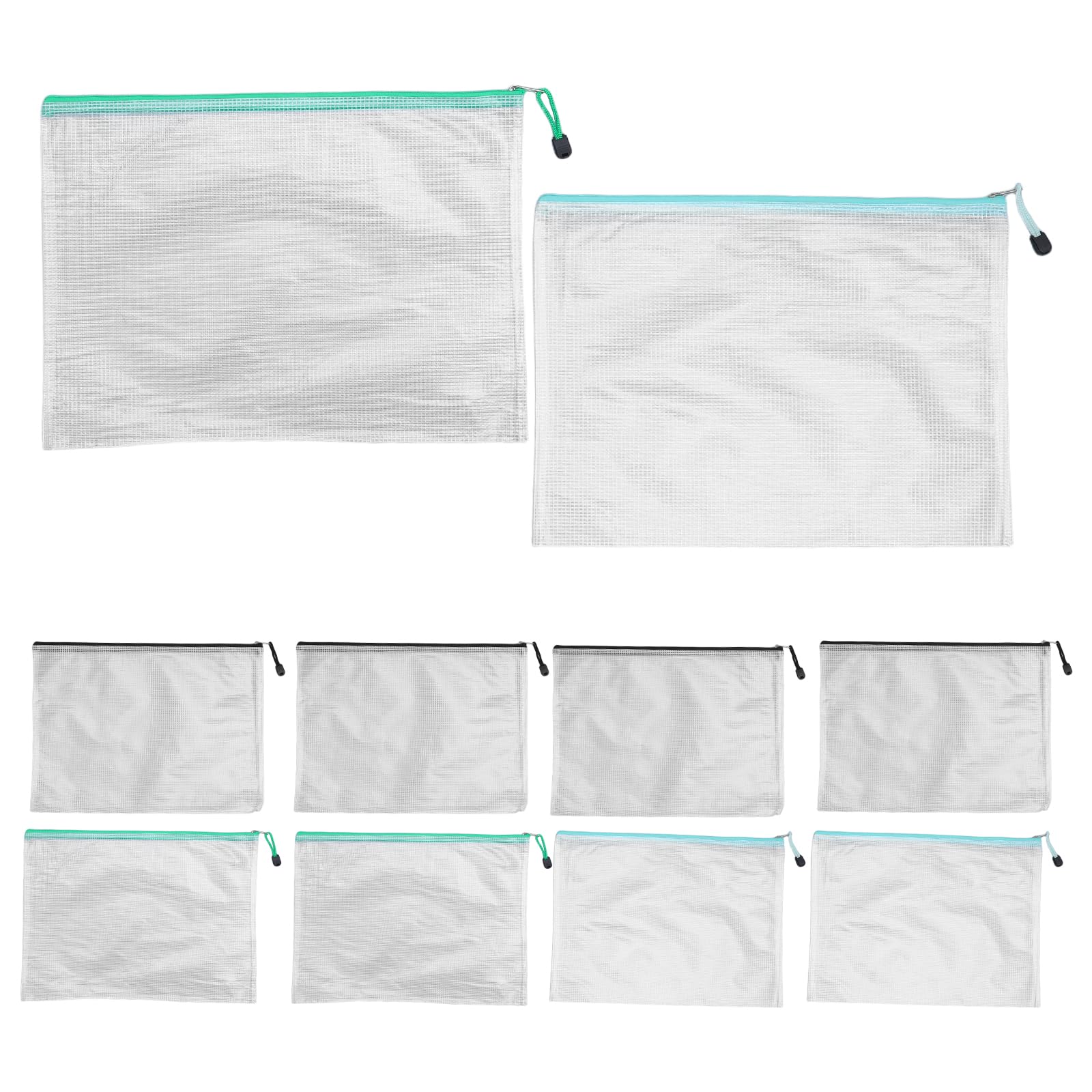 jojofuny Set 12pezzi Borse Trasparenti in Pvc Cerniera, Buste Documenti Impermeabili e Resistenti per Ufficio, Scuola e Organizzazione di Documenti e Riviste Colore Casuale