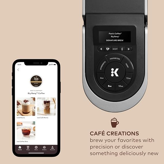 Keurig K-Cafe SMART Single Serve Coffee Maker with WiFi Compatibility, Latte and Cappuccino Machine with Built-In Frother, 6 Brew Sizes, Black | WIFI Brewid Smart Brewing, Built-in Milk Frother for Lattes and Cappuccinos, 6 Brew Sizes, K-Cup Pod Compatible