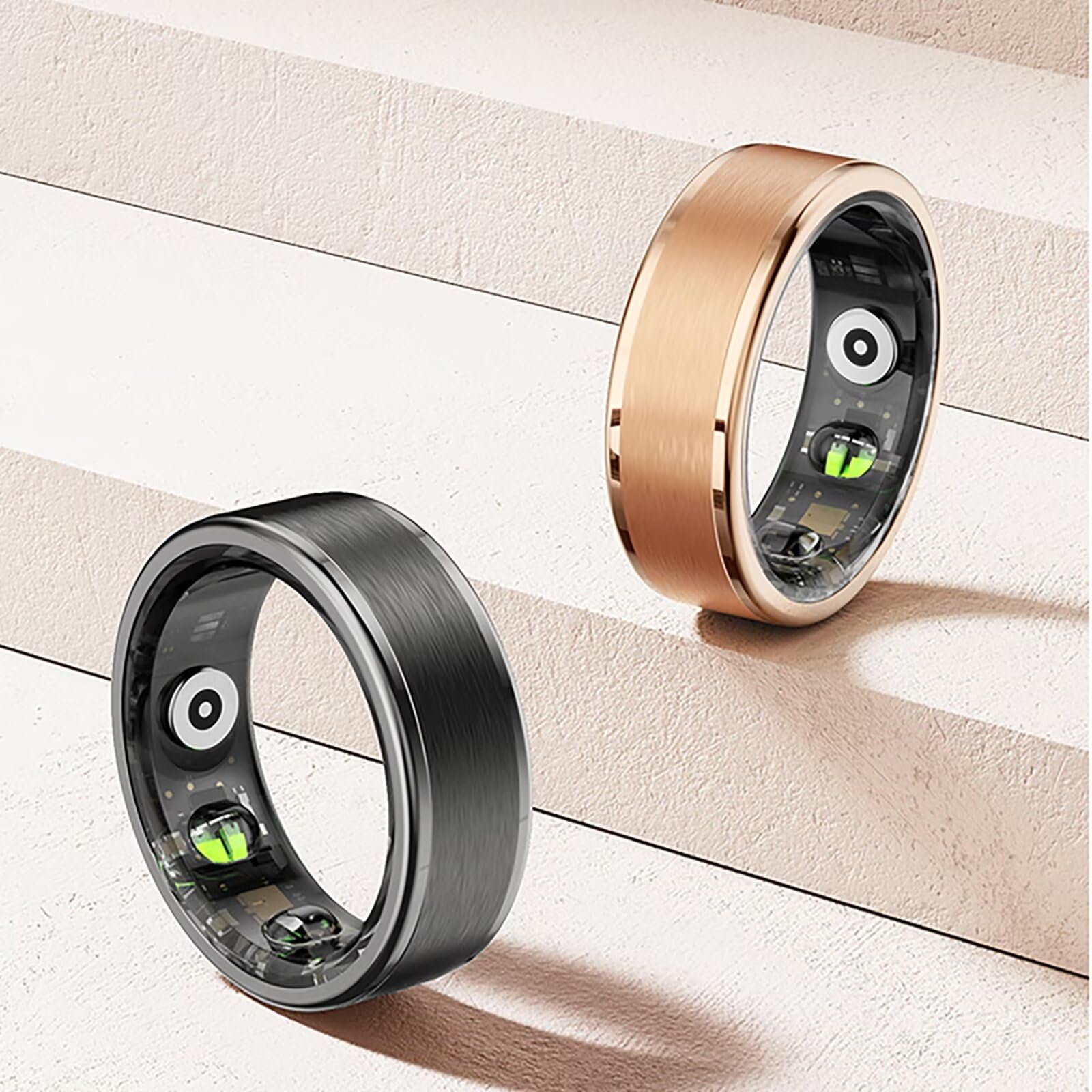 findtime Smart Ring Android Smartringe für Herren Damen IOS Pulsmesser Sport Fitness Tracker Smart Ring Smartring Fitness Ring Schlaftracker Gesundheitsring Schrittzähler Fitnesstracker Gold Schwarz