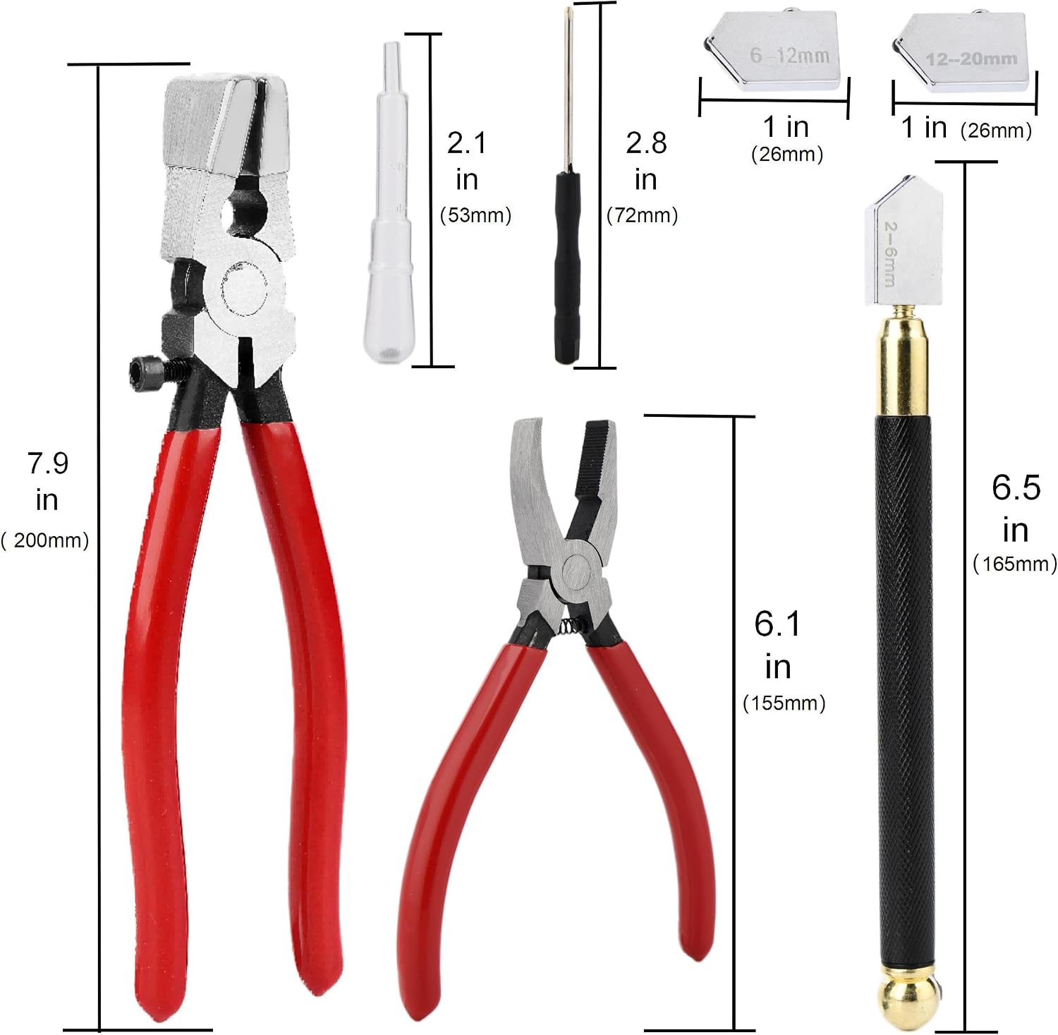 Xawuesa Upgrade Heavy Duty Glass Cutter Kit (2-20MM) - Precision Running Breaking Pliers for Stained Glass, Tiles, Mosaics & Fusing