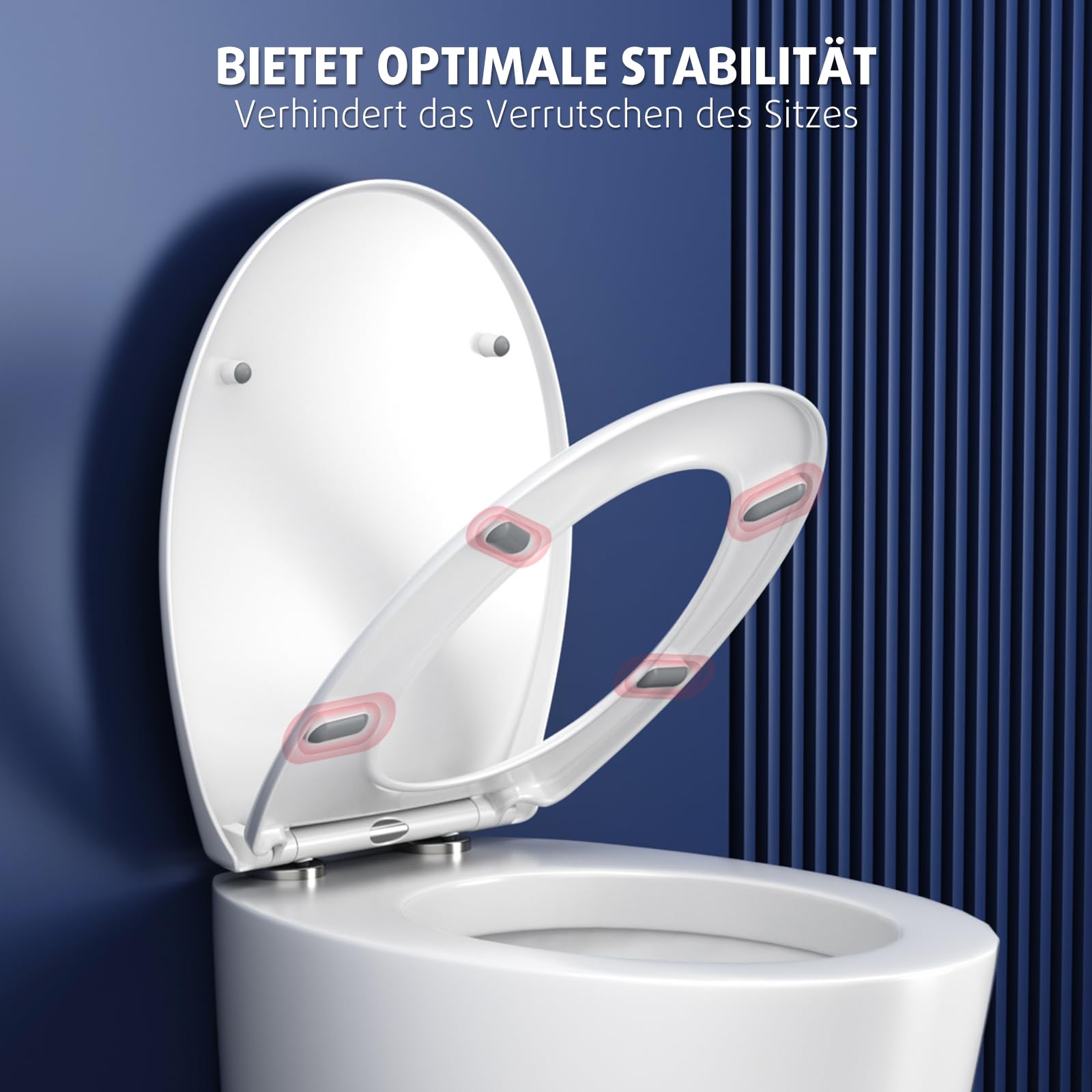 Rainsworth Abattant WC Clipsable avec Frein de Chute Cuvette Toilette Résistant à Fermeture Douce en Forme de O avec Abaissement Automatique Nano Glaze Couvercle de Lunette Universal Pour WC