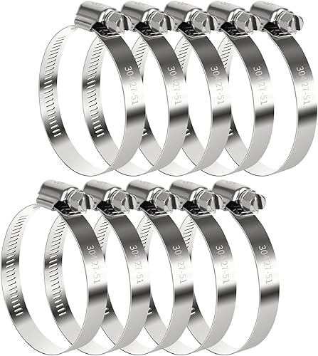 Miniatura 29 de Abrazadera de manguera de 1 pulgada, paquete de 10 abrazaderas de manguera de acero inoxidable para tubo de manguera de 1/2 a 1 pulgada, kit surtido