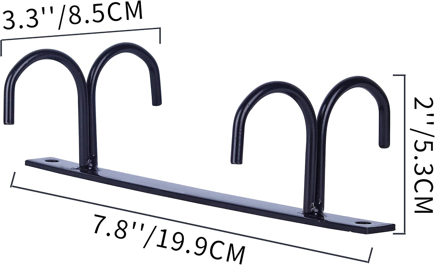 4 Sets Mug Holder Rack Under Cabinet, Shelf, with 16 Hanging Hooks for Mugs, Coffee Cups and Kitchen Utensils Display (Black)