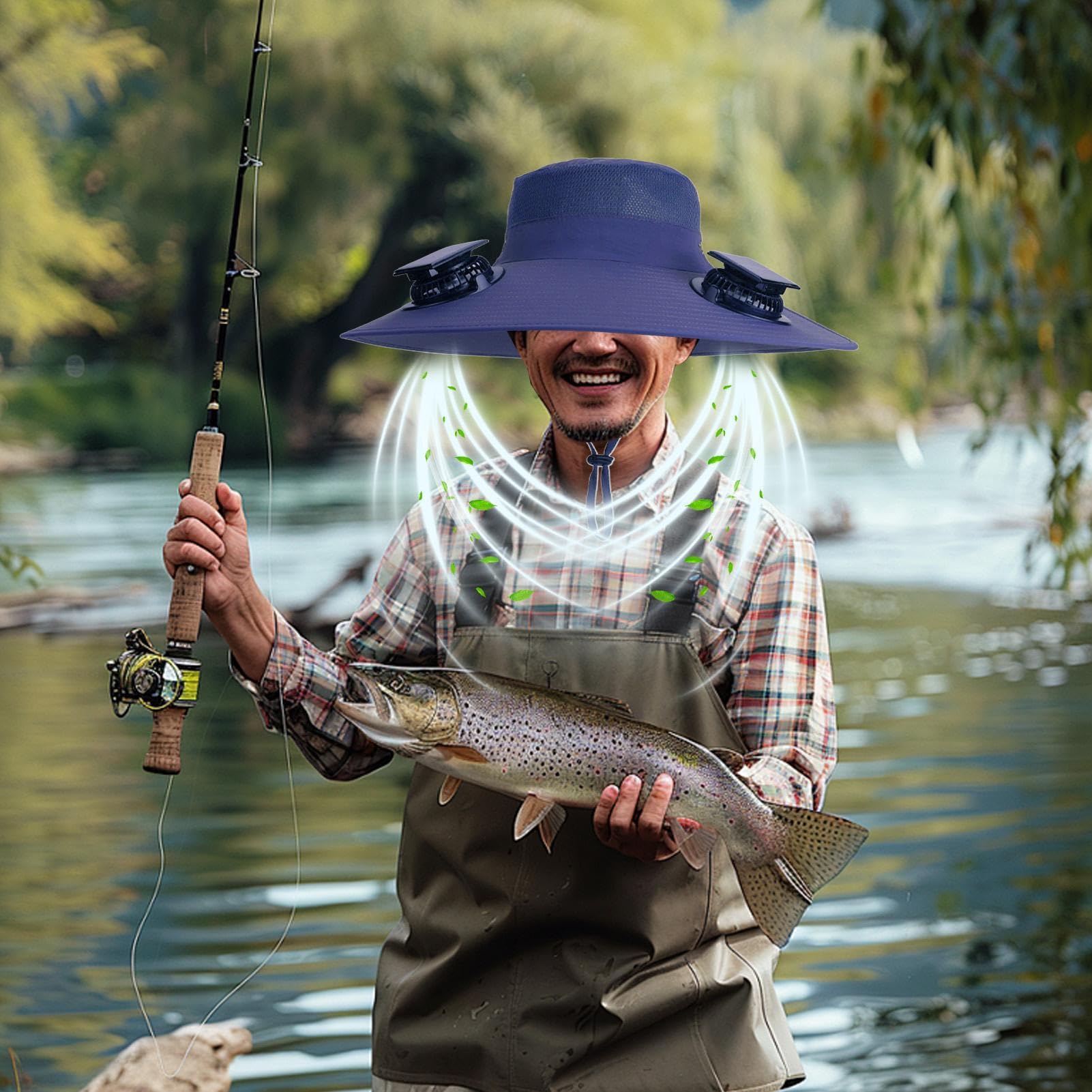 Cappelli da uomo a energia solare, cappello da sole USB con ventilatori ad energia solare, traspirante, a tesa larga, anti-UV, impermeabile, copricapo | campeggio, pendolarismo, escursionismo, golf