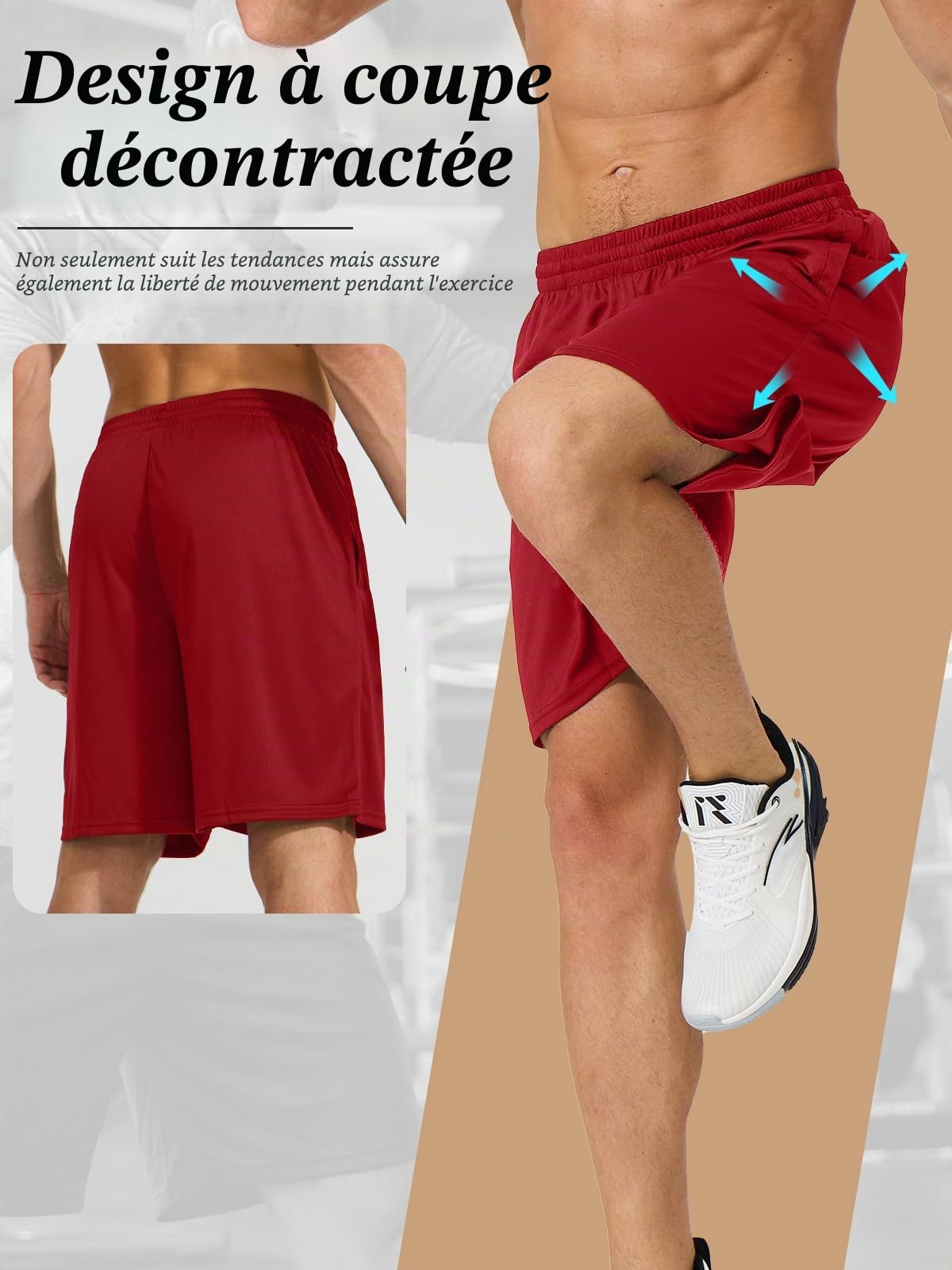ZENGVEE Pack de 5 Shorts pour Hommes avec Poche, Respirant, à Séchage Rapide, Vêtements de Sport pour Hommes, Gymnastique, Fitness, Tennis