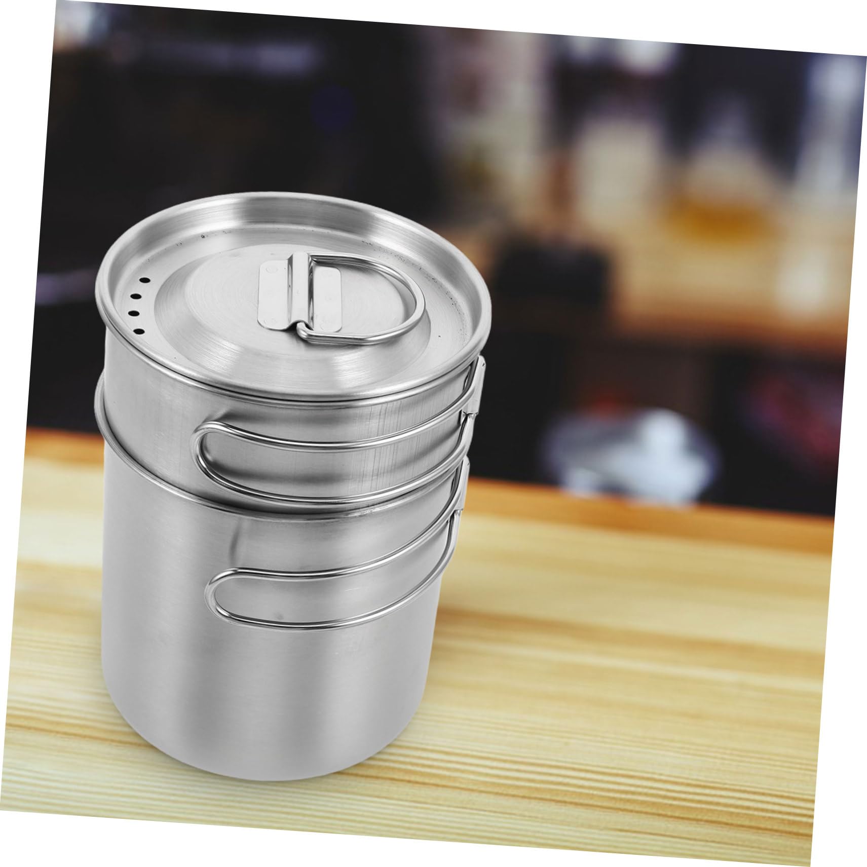 Faltbarer Reisebecher 2 Stück-pack aus Edelstahl mit Einklappbarem Griff | Silber, Leicht und Rund Geformt, für Outdoor Kochen und Unterwegs, Oktoberfest Party