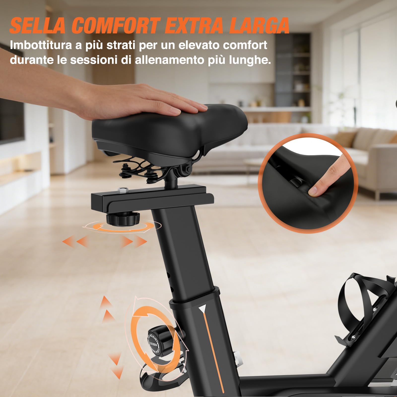 DH FitLife 2026 Cyclette da Casa Magnetica | Indoor Bike Silenziosa con Sensore Cardio & APP | Spin Bike con Manubrio Regolabile & Monitor LCD