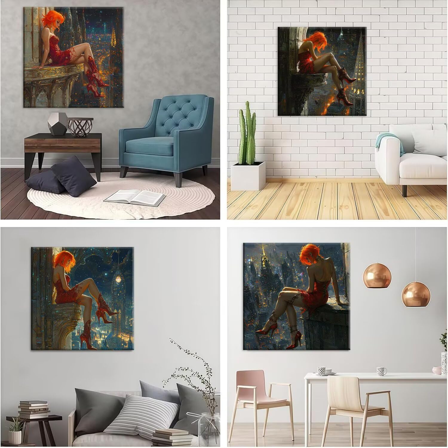 QIANLUOO Chica nocturna 5D Kits de Pintura de Diamantes 70x70cm G-905