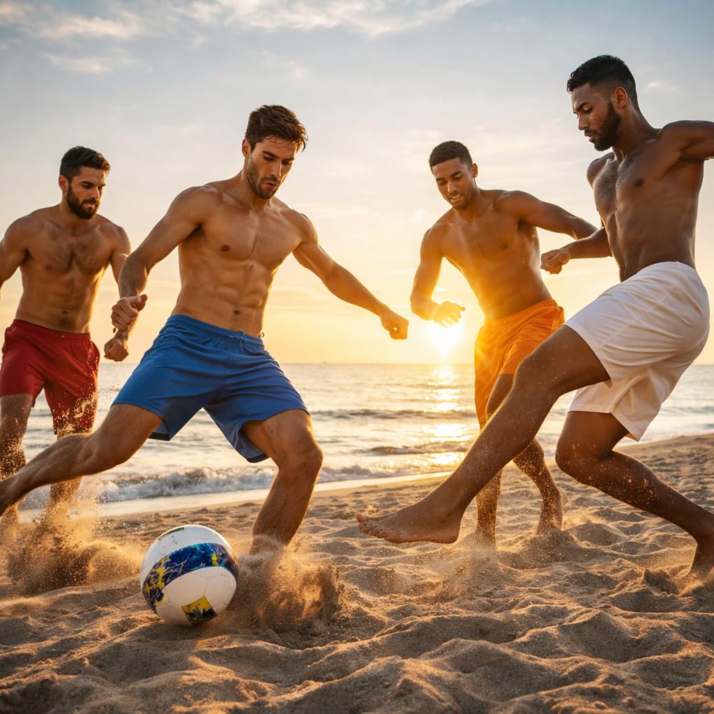 Balón de fútbol de playa n.º 5 con inflador y aguja, impermeable, ligero y resistente, ideal para deportes al aire libre, playa, piscina y playa