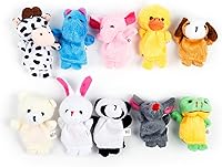 Vista 3 de 20 marionetas de animales para dedo de diferentes dibujos animados hechas de terciopelo suave, juguetes para rellenar cestas de Pascua