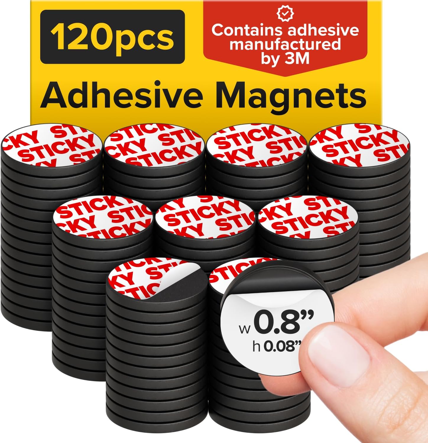 Round Flexible Magnets with Adhesive Backing - (120pcs 0.8"x0.08"/2x0.2cm) Magnetic Dots for Whiteboard, Fridge - Stickers for Planning and Organization - Teacher Must Have - Classroom Supplies