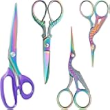 Asdirne Titanium Coating Sewing Scissors Bundle, Professional Fabric Scissors Set, Ultra-Sharp Stainless Steel Blades, Ergonomic Handle, Great for Tailor, Embroidery, Craft, 10.5