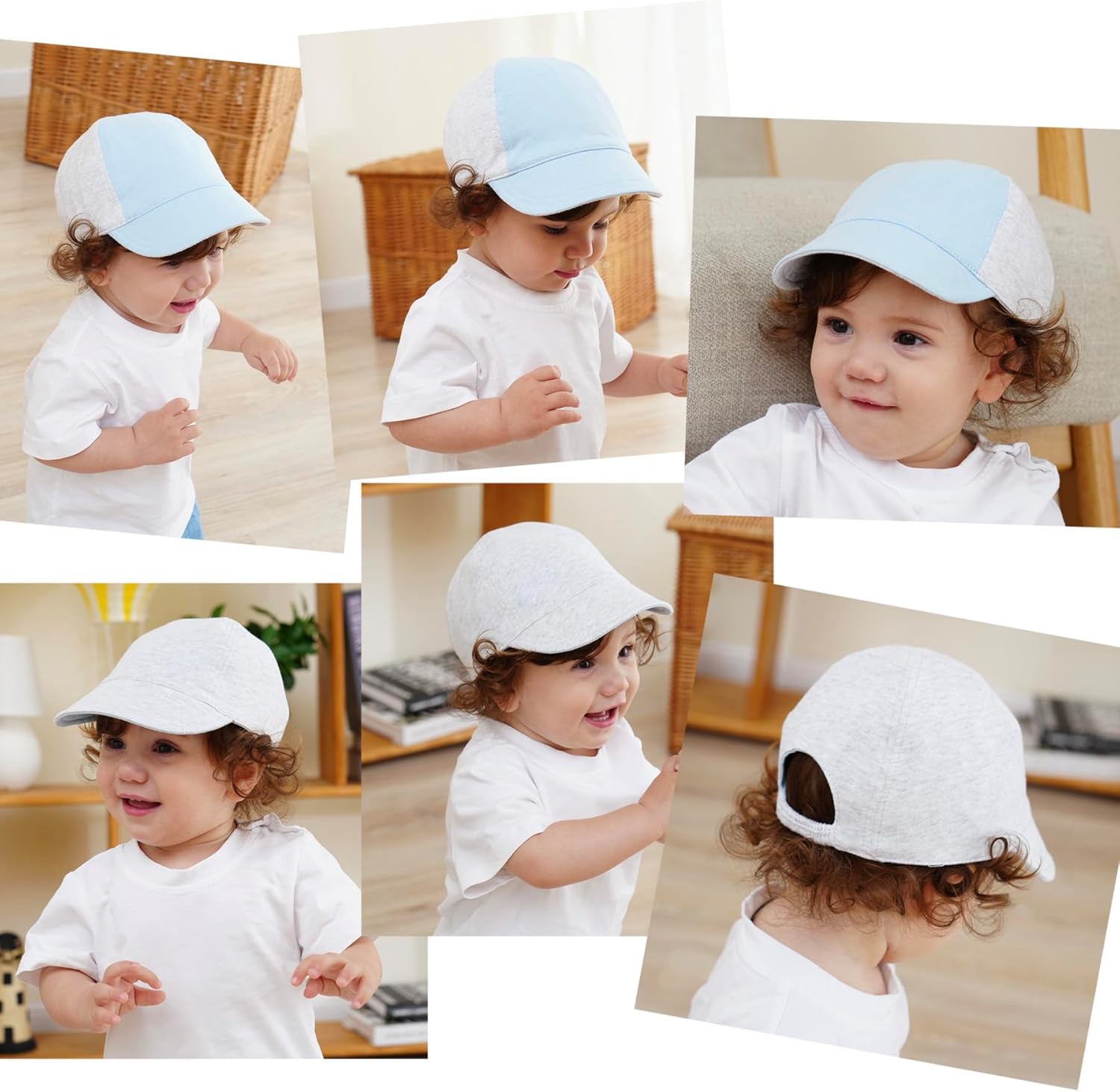 Keepersheep Baby Reversible Baseball Cap Infant Sun Hat, Cotton Knit Soft Brim for Infant Toddler, Summer Outdoor Unisex
