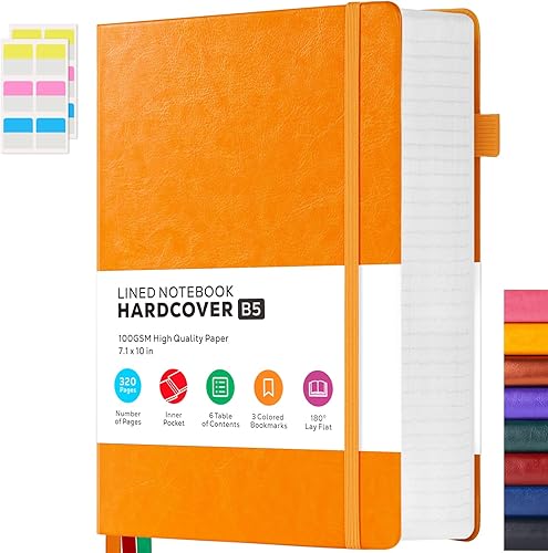 Miniatura 30 de Cuaderno Grueso en Formato Diario, Cuadernos de Cuero A5 con 320 Páginas de Papel Rayado para la Universidad, Cuaderno Diario de Tapa Dura para