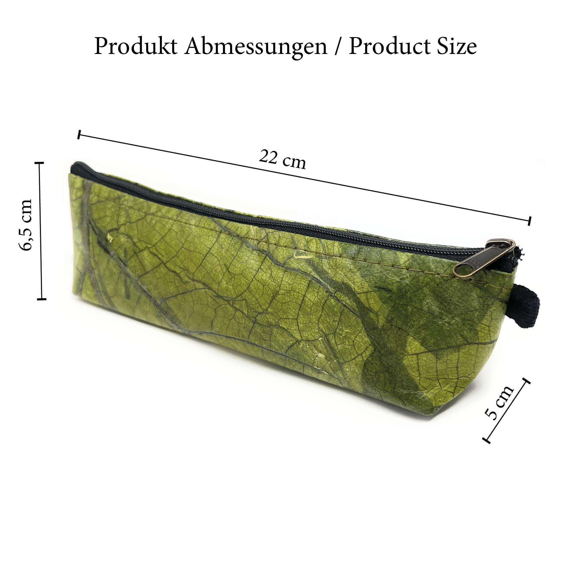 NELUHA Small Pencil Case made of Teak Leaves, Vegan Sustainable Leather Alternative, Pencil Case, Cosmetic Bag, Pen Bag - Image 3