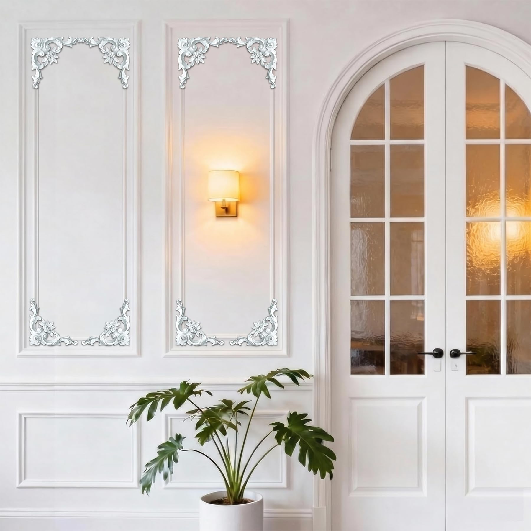 4 PCS Angolari Decorativi per Pareti E Soffitti in PU Modanature Angolari 3D con Decorazioni Floreali Profili Decorativi Verniciabili per Cornici E Angoli Elegante Finitura