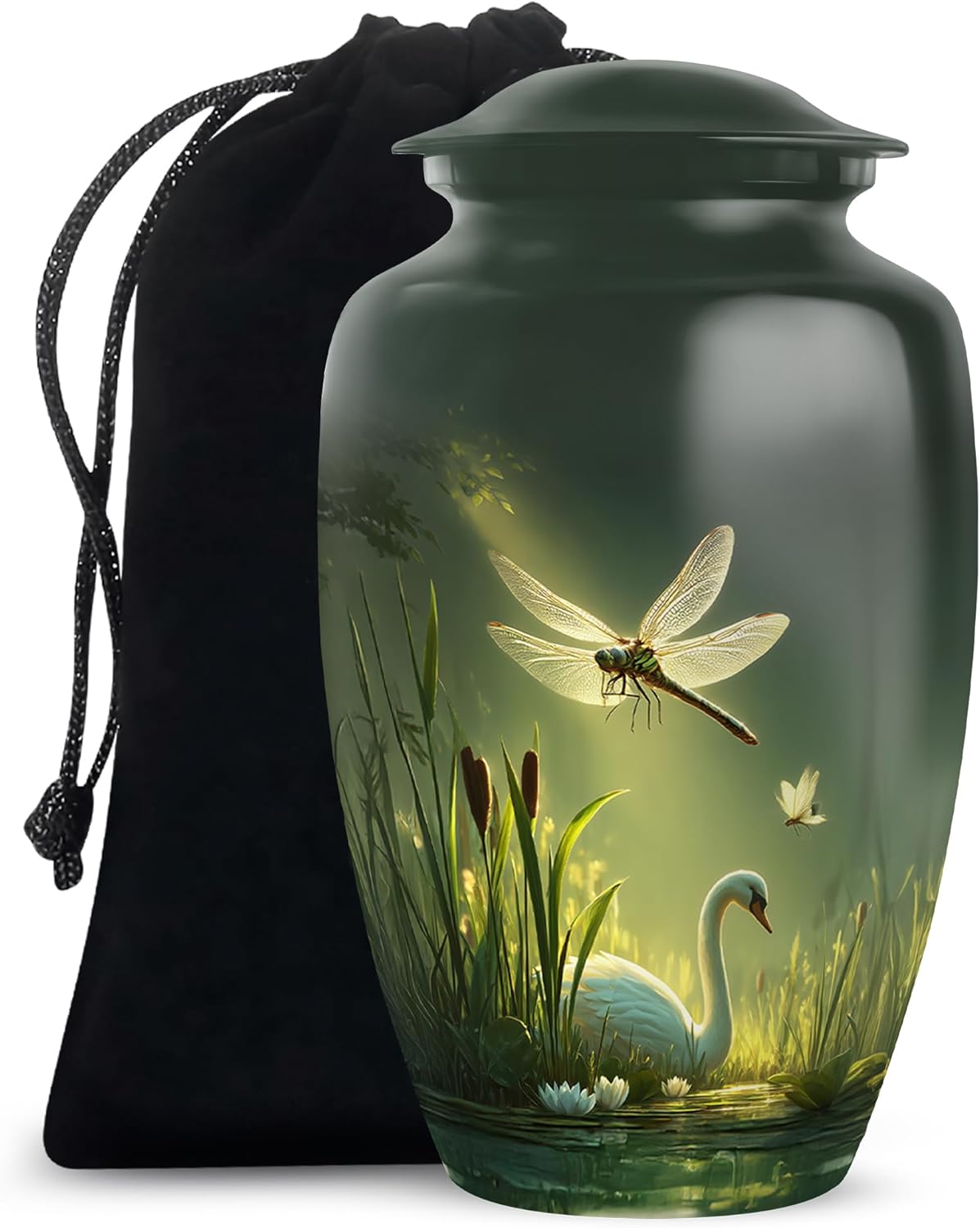 Green Dragonfly Large Memorial Urns for Adult Women Ashes - Cremation Urn for Human Ashes Adult Male & Female - Decorative Funeral Ashes - 10 Inch