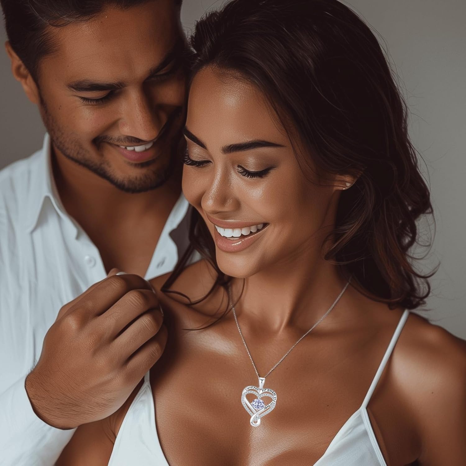 S925 Sterling Silver Pendant Necklace for Women, Love Heart Birthstone Necklaces Birthday Gift for Wife Mom Girlfriend Yourself Friends Wedding Anniversary Fine Jewelry-Valentines Day Christmas Day Mothers Day Gifts for Women - Image 2