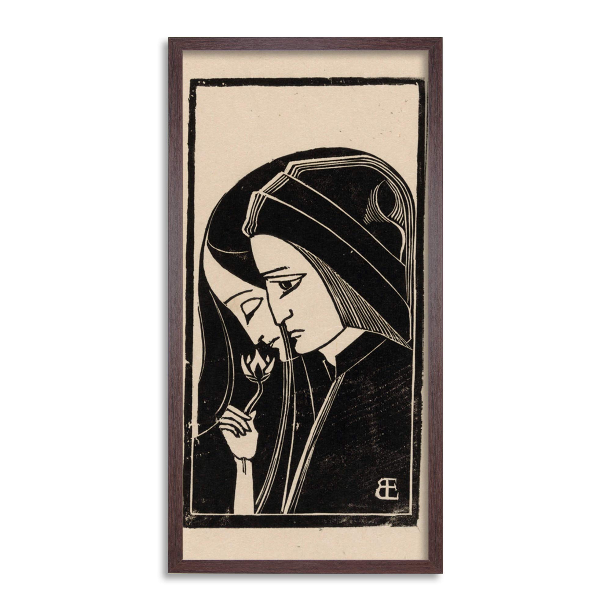 Artery8 Essers Portrait Dante Alighieri Beatrice Portinari Illustration Framed Wall Art Print Long 25X12 Inch