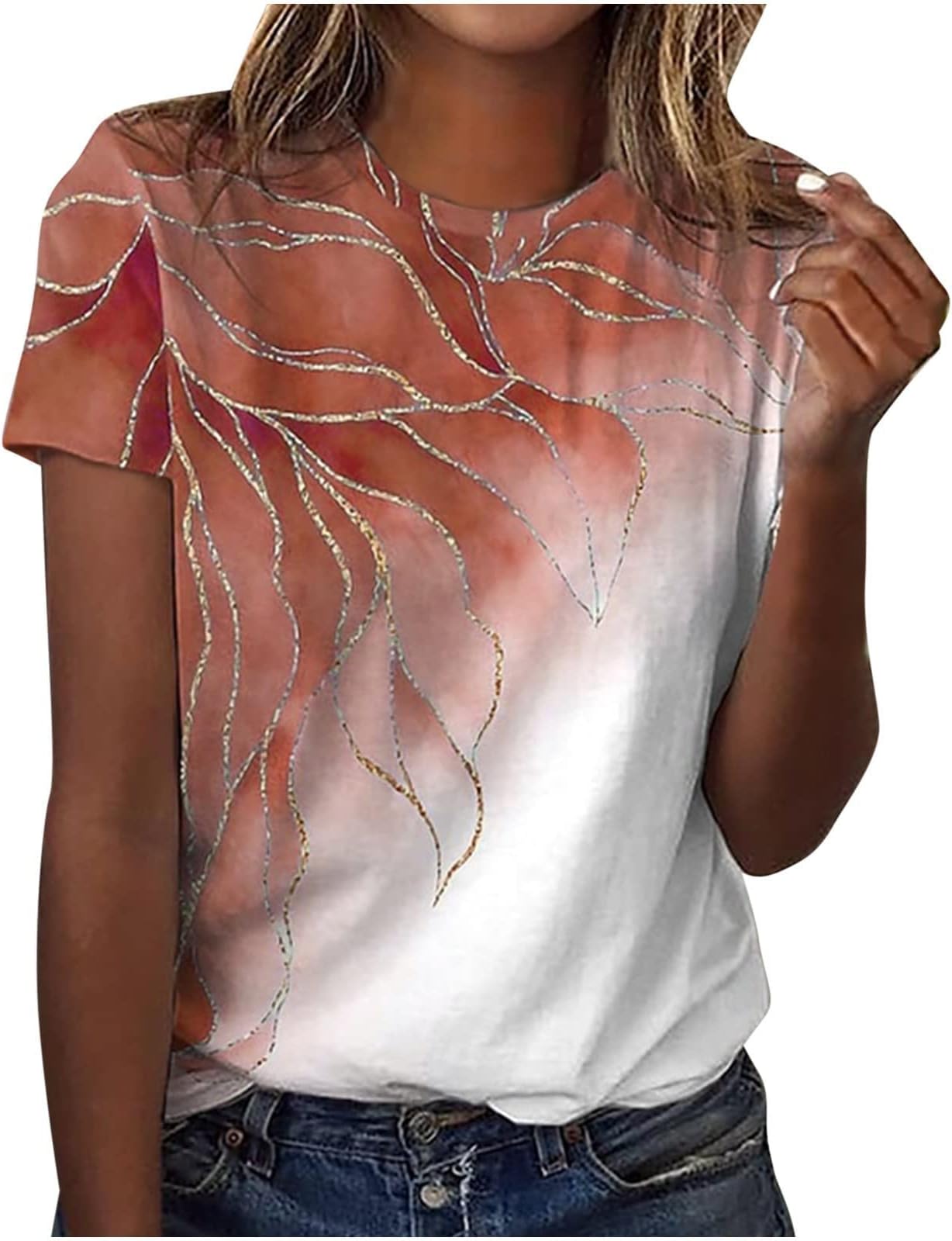 Womens Tops Summer Tops for Women 2026 Casual T-Shirts Graphic Tee Short Sleeve Top Print Fashion Loose Blouses