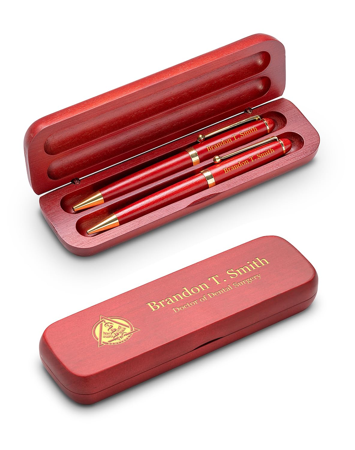 Executive Gift Shoppe | Dentist Theme Personalized Cherrywood Double Pen and Box Set with Custom Engraving