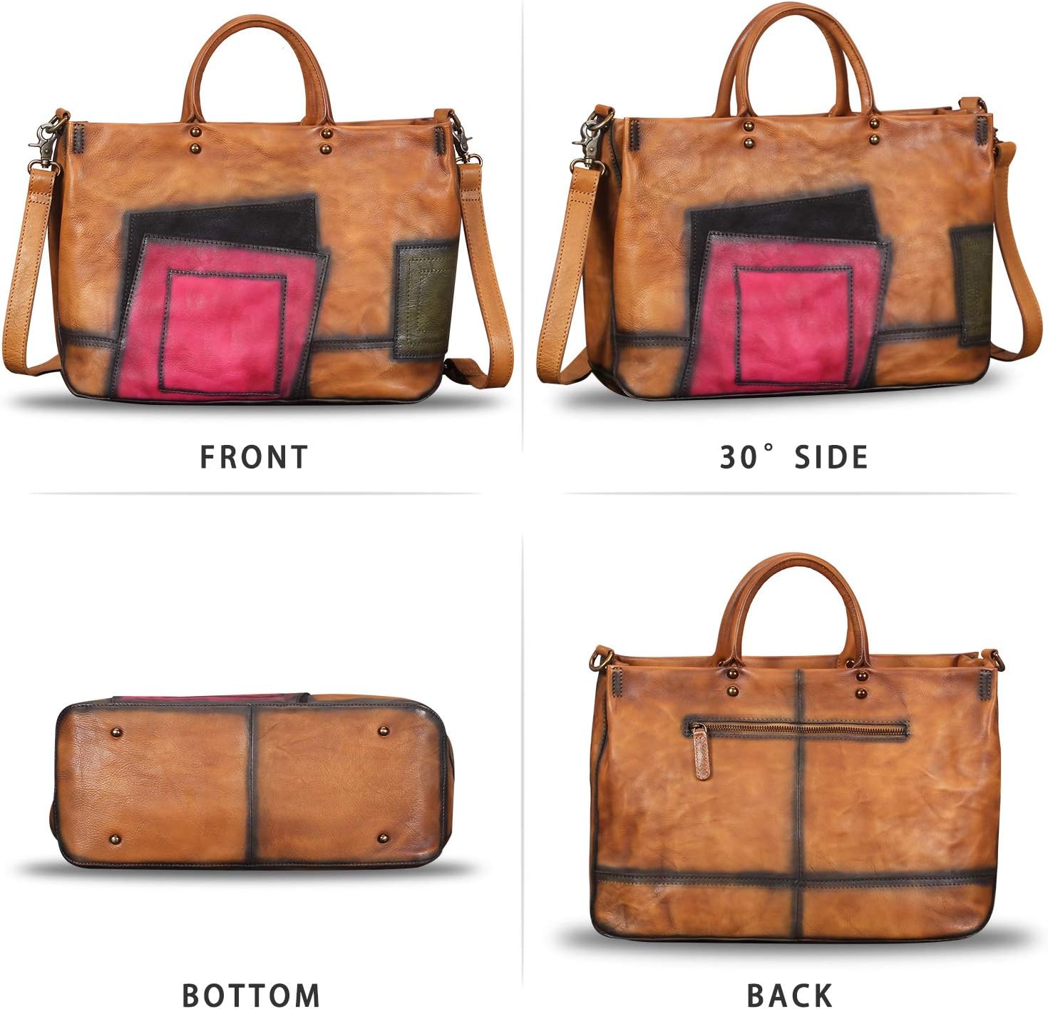 Genuine Leather Purses and Handbags for Women Vintage Handmade Leather Large Top Handle Bag Shoulder Bag Satchel - Image 5