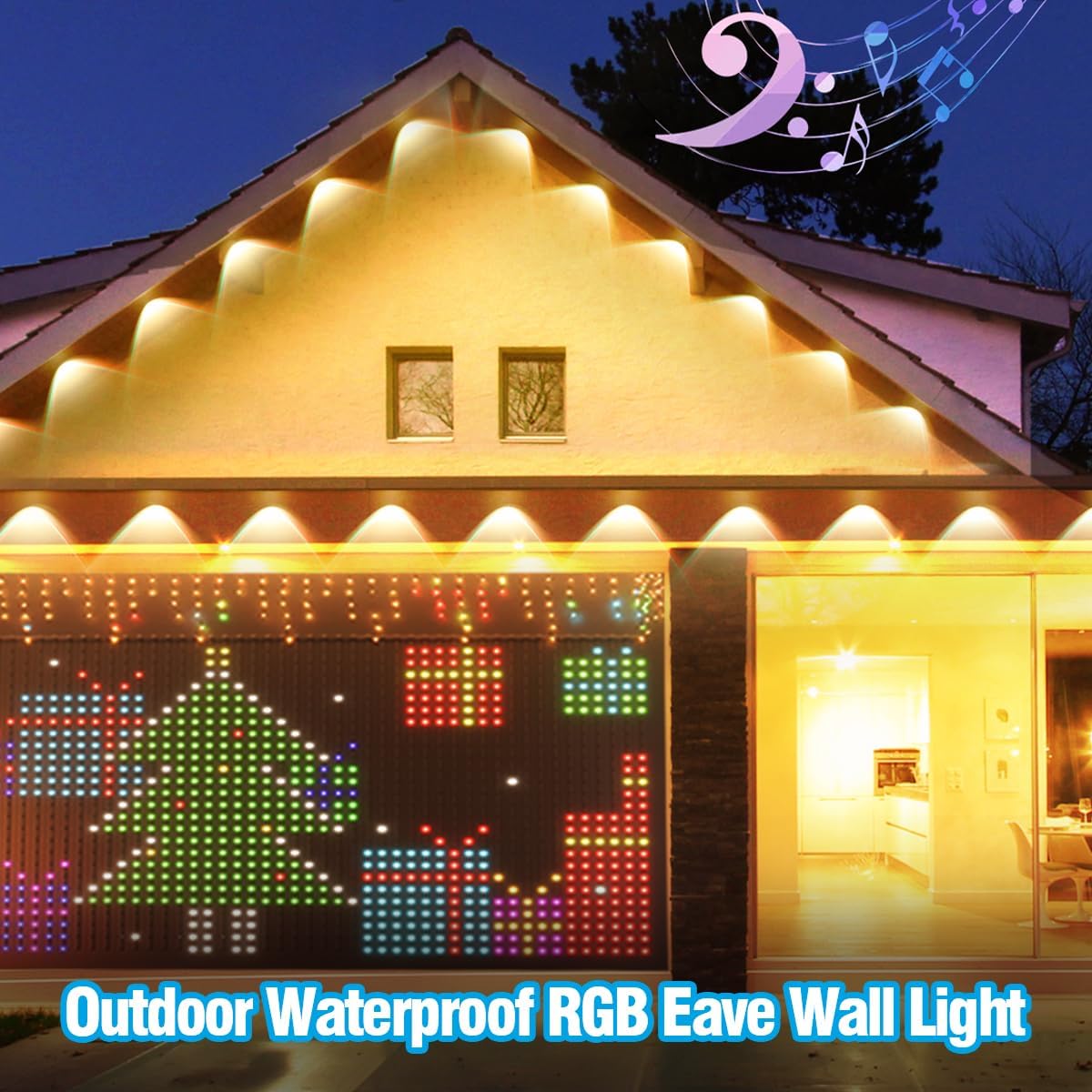 100FT Permanent Outdoor RGB Lights, LED Christmas Lights,IP67 Waterproof Light for House,Smart LED with App/Remote Control for Outdoor Decor,Garden Decor,Party,Holiday