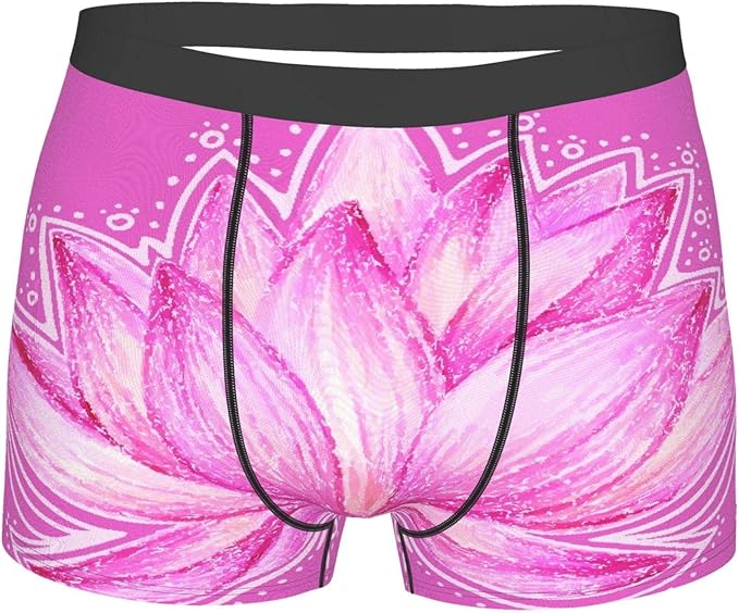 Men's Underwear, Lotus Flower Design,Boxer Briefs Breathable Comfort