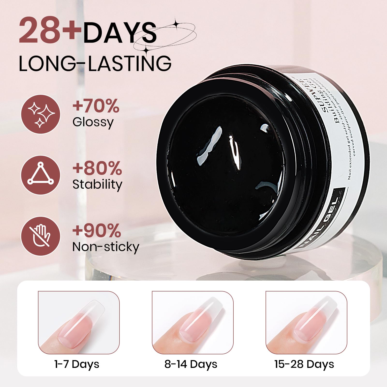 SUPWEE Fester Builder żel do paznokci Non-Stick Hand 3D Rzeźba żel przezroczysty nagi solidny Nail Art rzeźbienie wzorów, wytłaczanie twarde do paznokci Mnikure