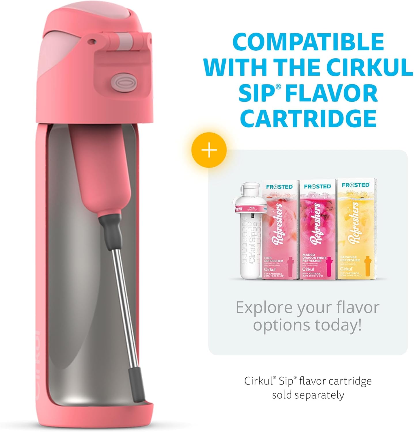 Cirkul 26oz StrawSip Flip Bottle, Charmed (Coral)