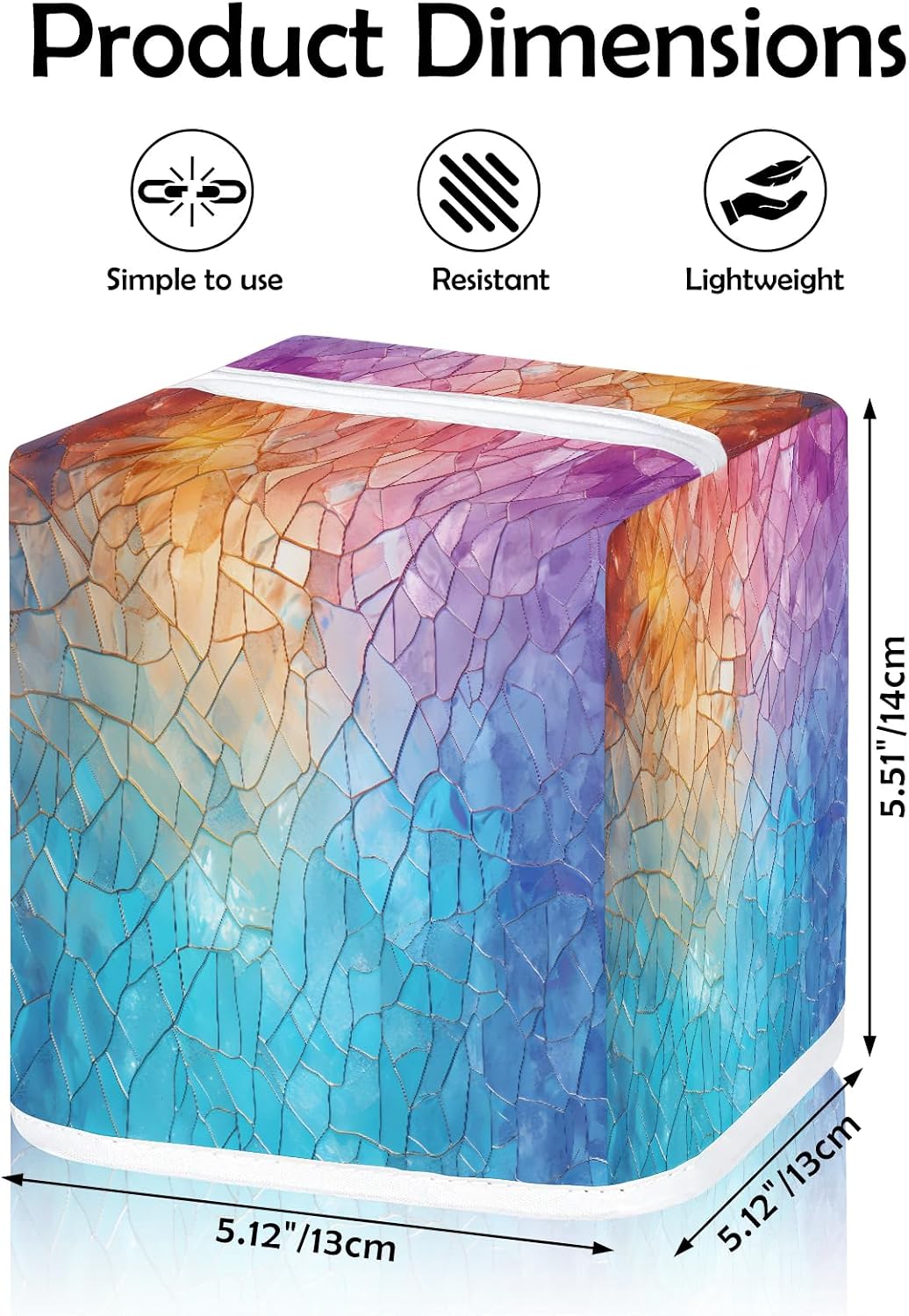 Rainbow Stained Glass Tissue Box Cover image 2