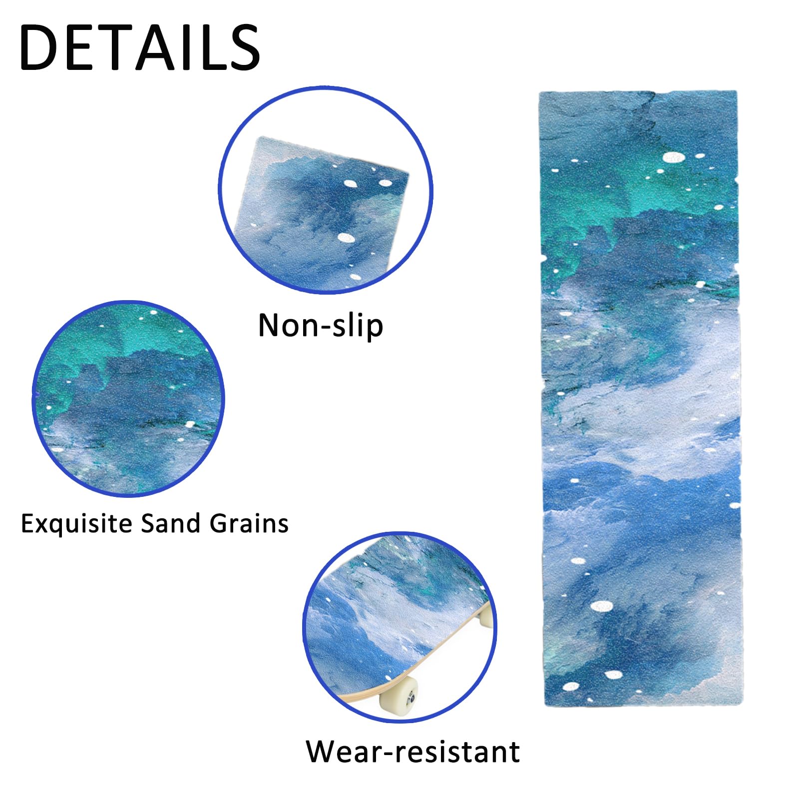 Griptape per Skatboard, Carta Vetrata per Skatboard, Superficie Antiscivolo Premium, Alta Resistenza Allo Scivolamento per Skatboard Longboard, Accessori per Skatboard (Colore oceanico blu)