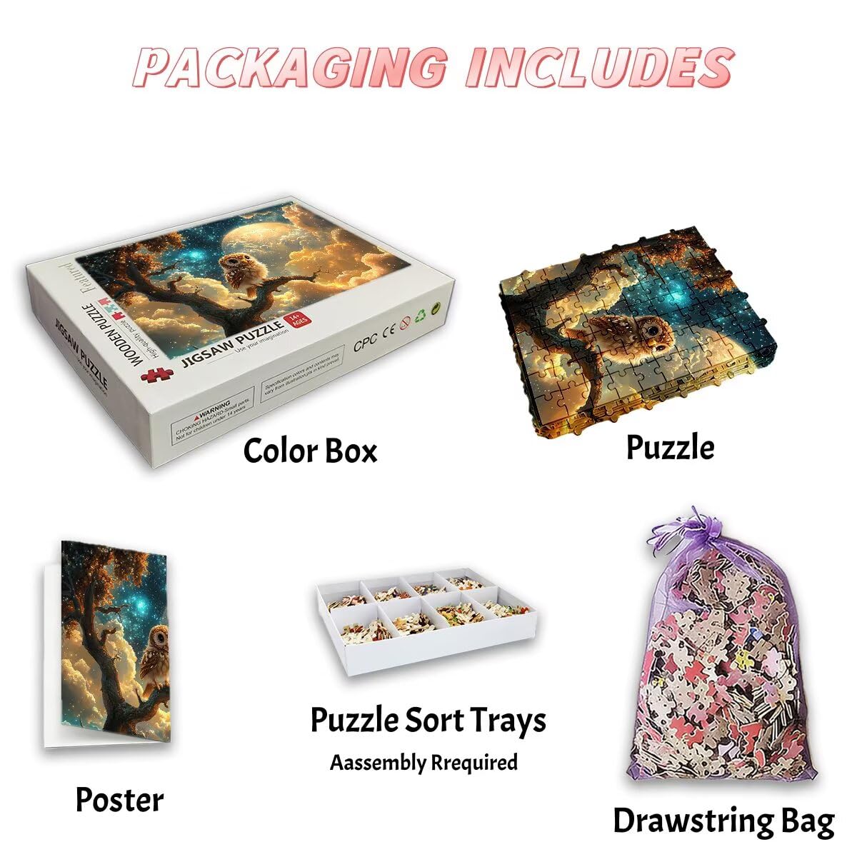 Puzzle 5000 Pezzi Gufo, Puzzle Luna per Adulti, Puzzles in Legno Intrattenimento Creativo, Divertimento, Puzzles Educativi Classici con Confezione di Alta Qualità Idea Regalo Donna, Decor Casa -3144