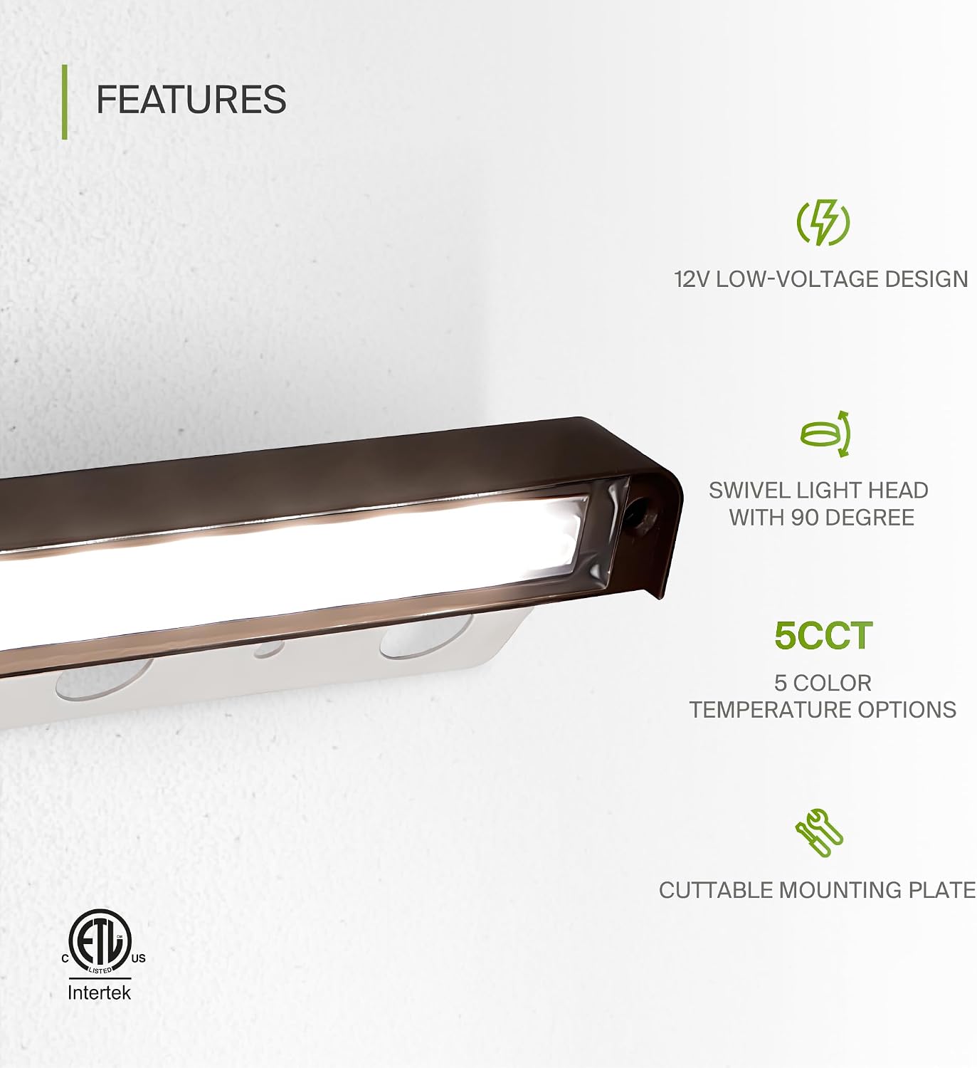ASD LED 7 Inch Retaining Wall Light Fixture, Hardscape Paver Lighting | 5CCT, Low Voltage, Swivel, Waterproof, ETL Listed | 5W 300LM 2200K-5000K 12V | Landscape Step Illumination | Bronze, 4 Pack