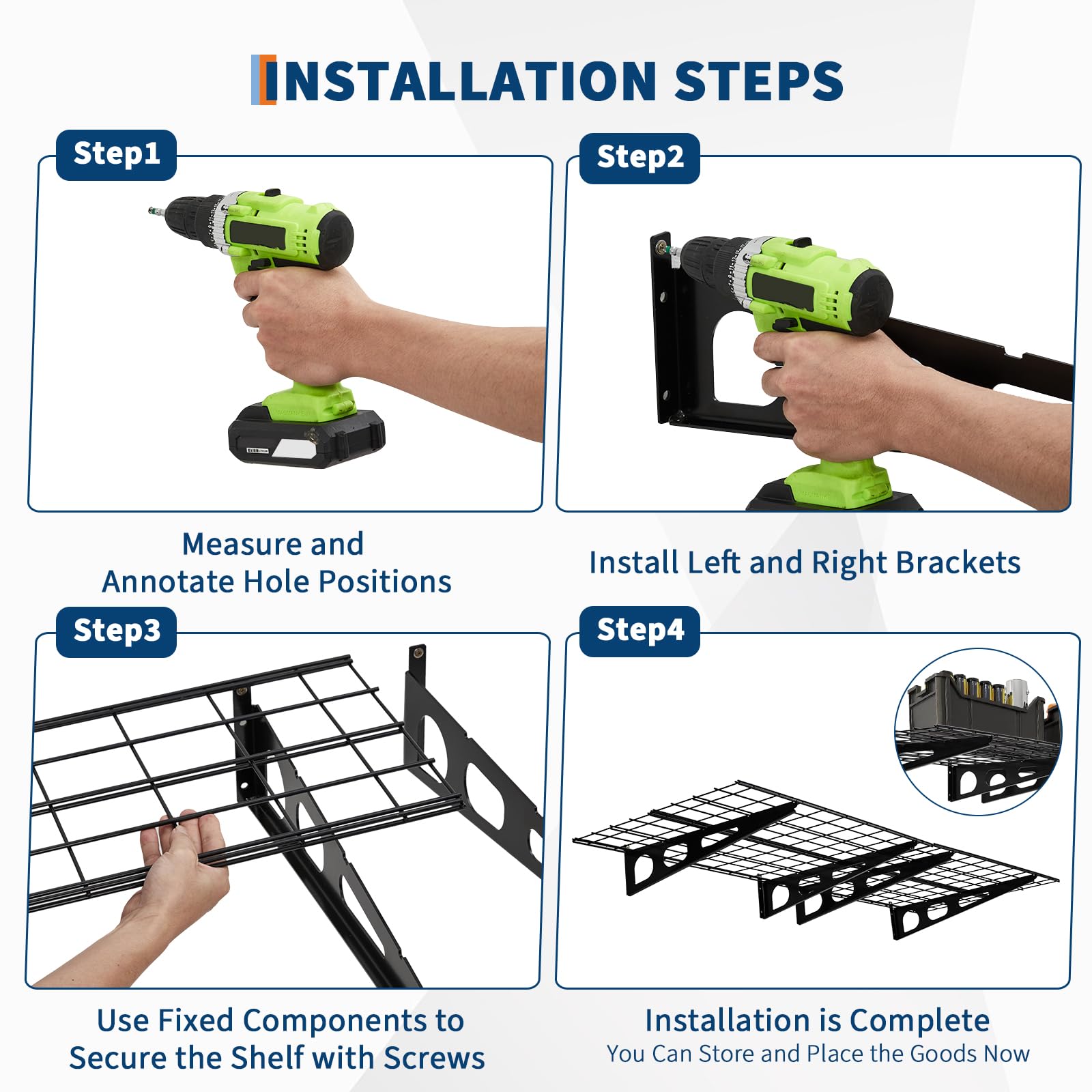 GarveeLife Alta resistencia y capacidad de carga - Estante de pared metálico para garaje - Soporta hasta 725 kg - Ajustable y multifuncional para garaje, cocina, lavandería, almacén y taller - 2x6
