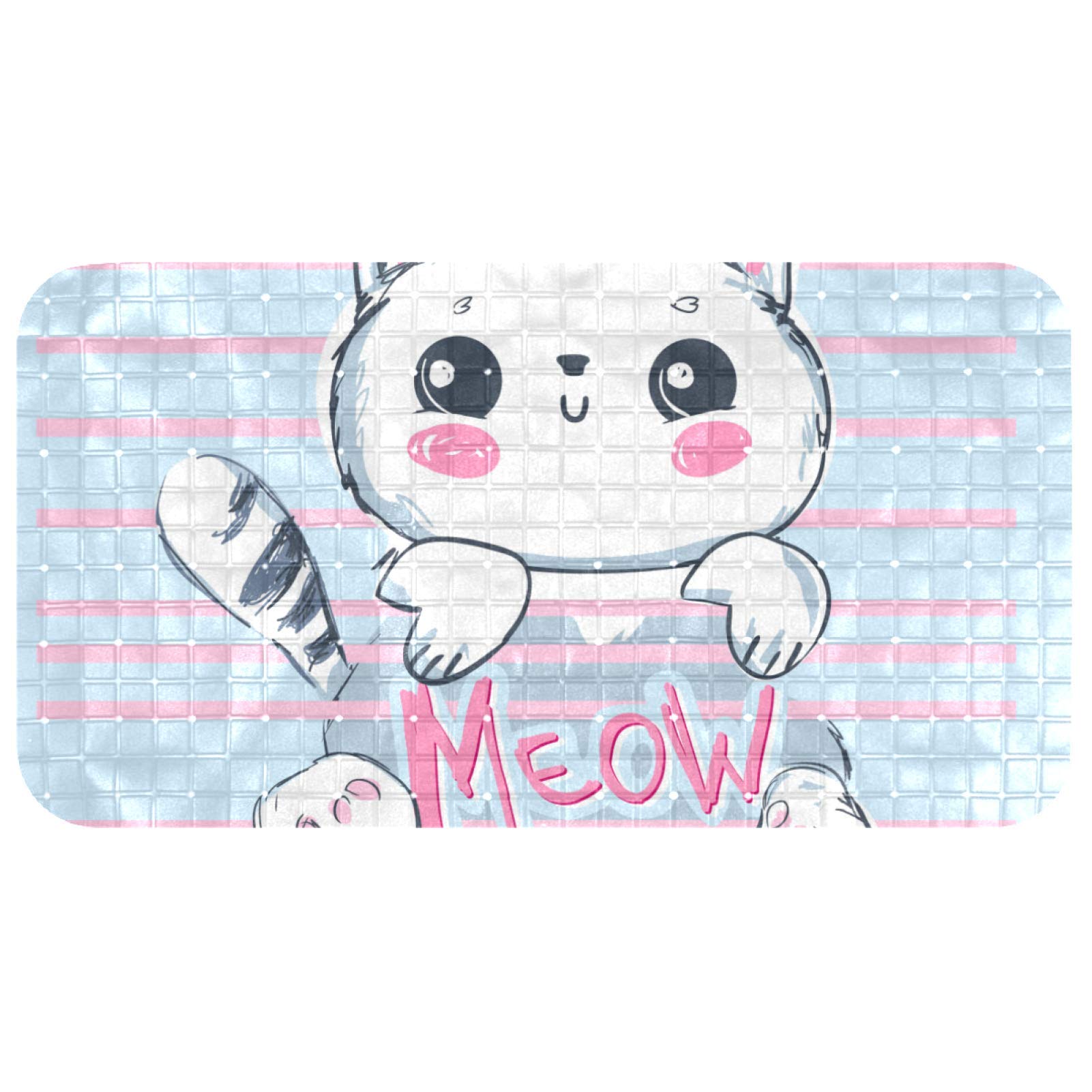 Alfombrilla de baño Bennigiry antideslizante con masaje y diseño de gato
