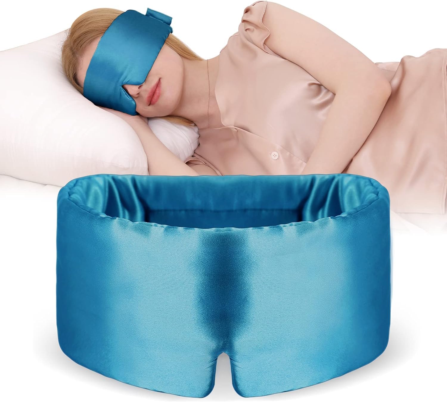 DAISYSILK Antifaz de seda para dormir para mujeres y hombres, morera pura de grado 6A con diadema ajustable, máscara de ojos ancha que abraza la cara para dormir de lado, cubierta de ojos relajante,