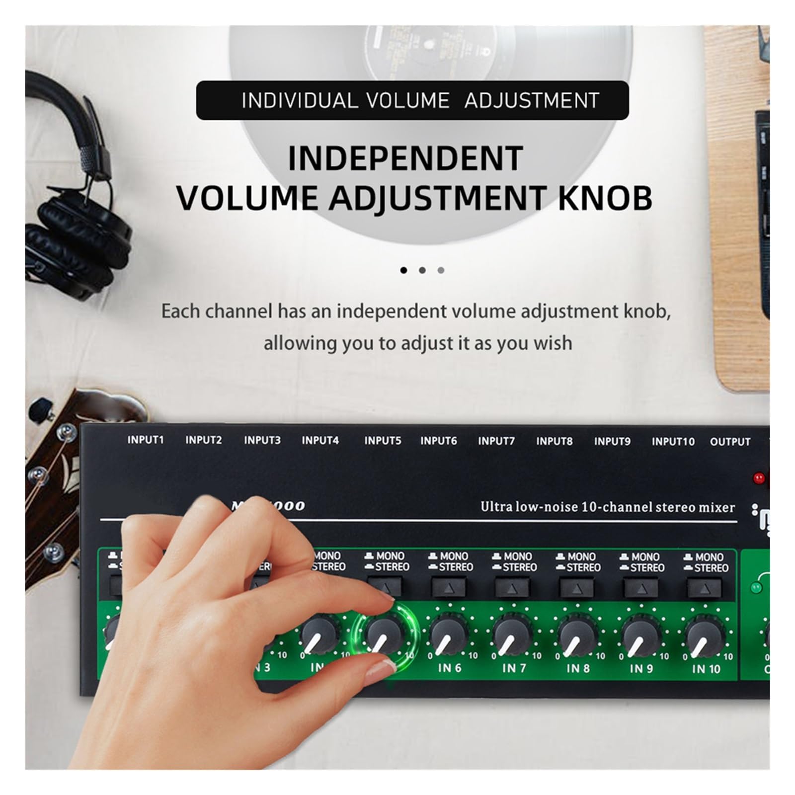 Mikser audio, 10-kanałowy mikser Ultra Low Noise Line Mini dźwięku USB 5V Studio miksery wzmacniacz sygnału do mikrofonów Do studia karaoke