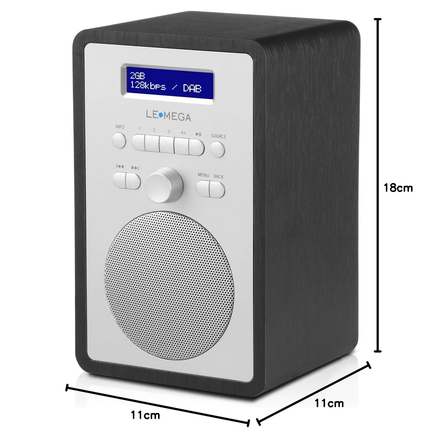 Radio Digitale LEMEGA CR2+ DAB+,Alimentazione da Rete,Sveglia,Rovere Nero | 20 stazioni memorizzabili, presa per cuffie, funzione snooze, timer di spegnimento, struttura in legno realizzata a mano